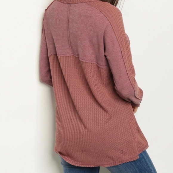 Love Riche rosewood Waffle Knit Crew Neck top - Picture 2 of 8